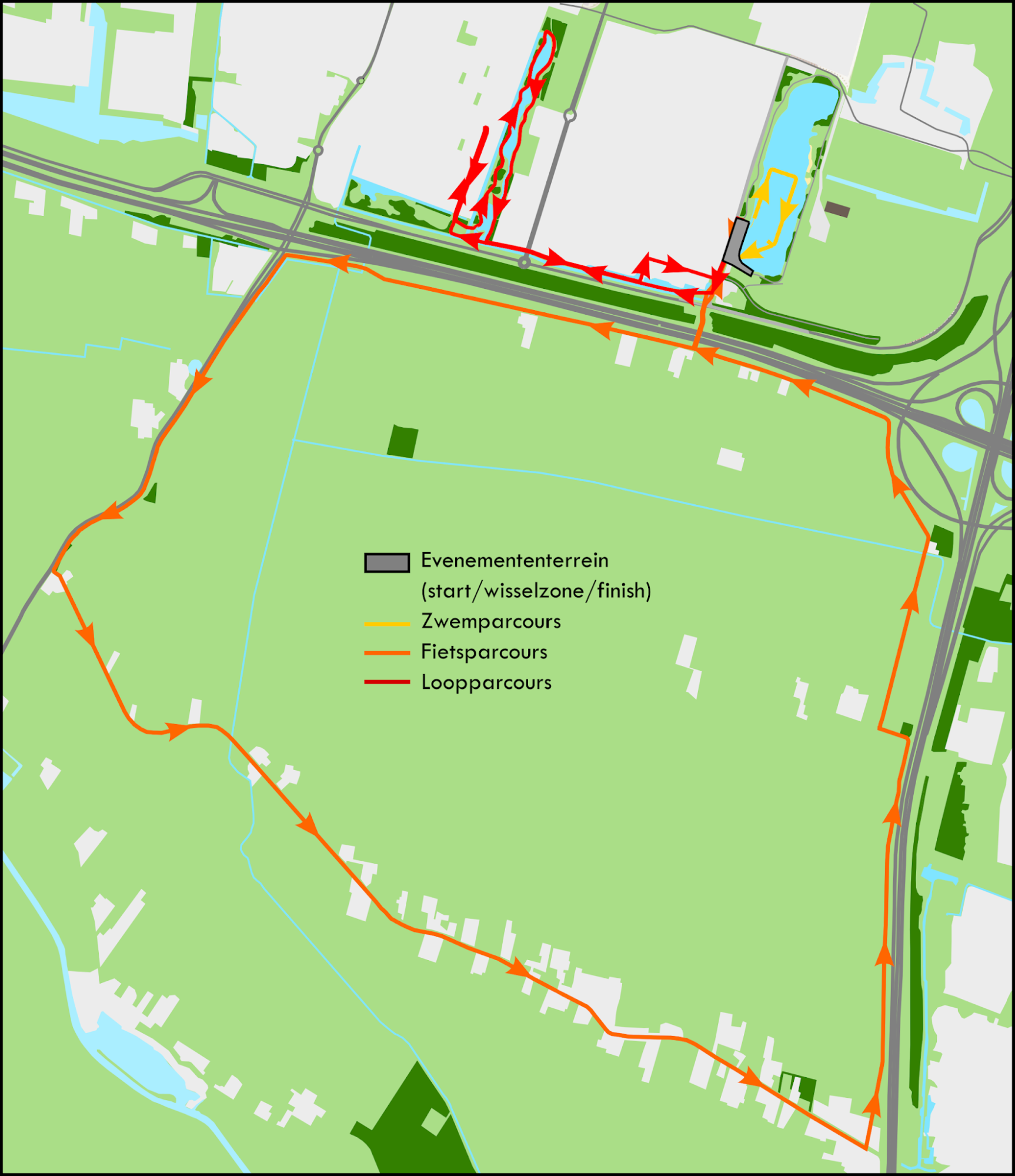 Gehele parcours van de Triathlon Utrecht